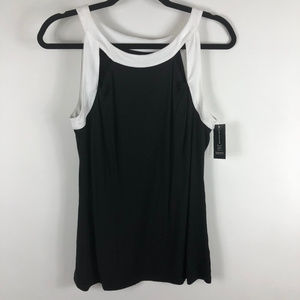INC Black White Tank Top Size Large